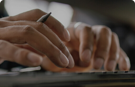 Typing on a keyboard