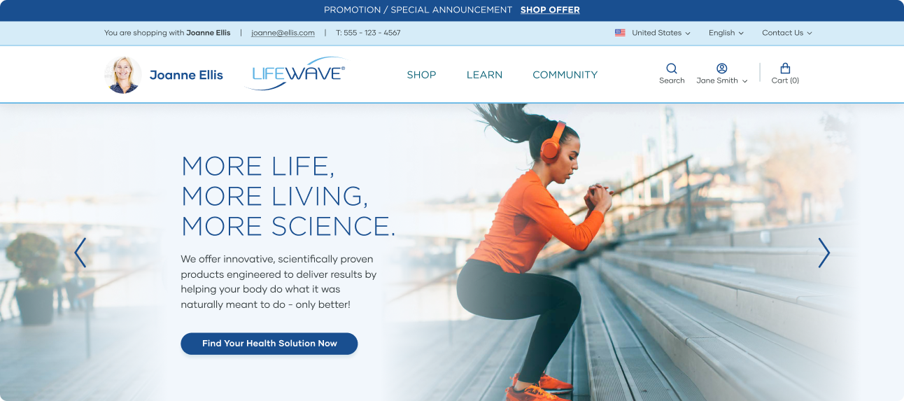 8 West Consulting website image of Lifewave website page.