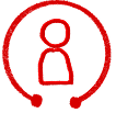 8 West Consulting sketch of the icon of a user with a semi-circle around.