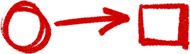 8 West Consulting sketch of a circle and an arrow pointing to a square.