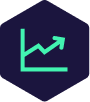 Icon of a line chart representing analytics and reporting services.