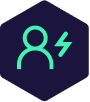 Icon of a user and a bolt representing the importance of users' data protection and security.