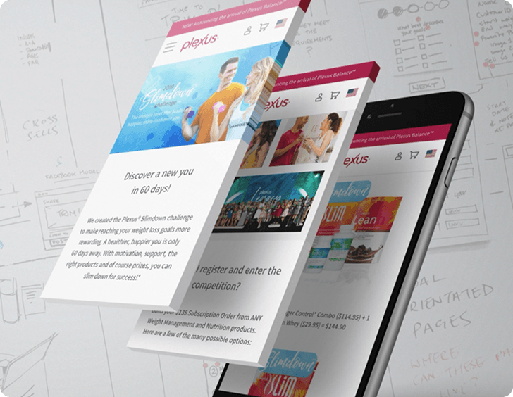 Pages and layers of the mobile version of a website